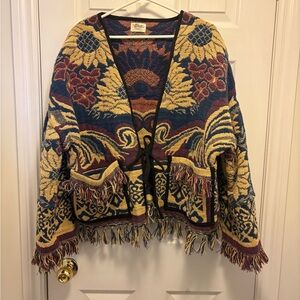 Handmade floral tapestry cardigan